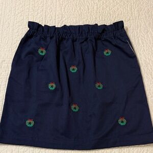 Navy Blue Embroidered Girls Skirt